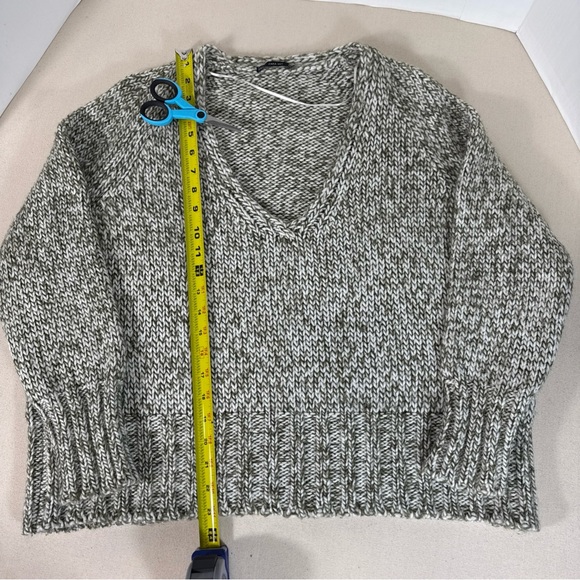 ZARA Chunky Knit Sweater V-neck Long Sleeve Wool Blend Olive Women's Medium - Picture 13 of 14